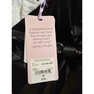 NEW Johnny Wujek Black Velvet Holiday Open Back Bow Mini Dress XS $74 thumbnail 3