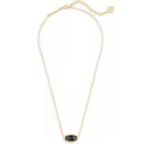 Kendra Scott Glass Stone Elisa Pendant Necklace Gold & Black thumbnail 7