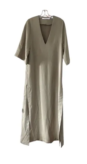 Maria Cher Green V Neck Maxi Dress Women's Size Small thumbnail 1