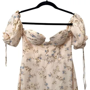 ADEIRLINA Bardot Floral Midi Dress Yellow NWT XS‎ thumbnail 4