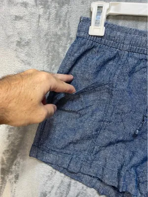 Old Navy Womens Blue Linen Blend High Rise Drawstring Shorts Size XS Pockets thumbnail 4