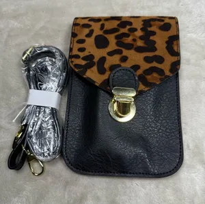 Leopard Flap Crossbody Phone Bag - Black & Brown thumbnail 1