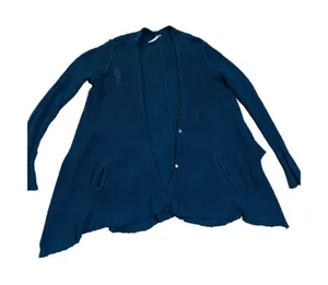 Free People long line open‎ knit snap closure oversized teal cardigan sz XS thumbnail 1