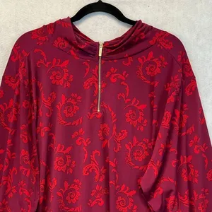NWT‎ LIZ CLAIBORNE Women’s Career Blouse 3X Magenta Scroll Long Sleeve Stretch thumbnail 8