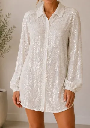 Idem Ditto Sequin White Dress nwt thumbnail 1