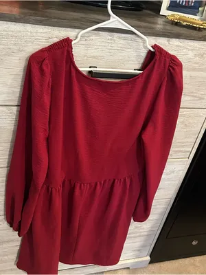 Dokotoo red smocked babydoll mini dress thumbnail 7