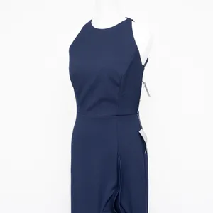 Betsy‎ & Adam Arielle Scuba Crepe Ruffle Slit Gown Navy Size 2 thumbnail 10
