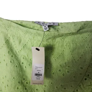 Francesca's HYFVE Lime Green Ruffle Trim Embroidered Eyelet Floral Wrap Skirt M thumbnail 3