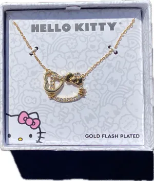 💕 NWT Hello Kitty 18” Flash Gold Plated Head Silhouette & Heart Pendant Chain Necklace $15.00 💕 thumbnail 7