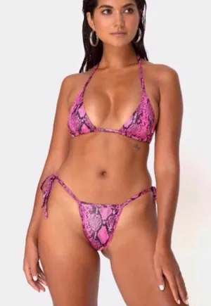 Motel Rocks |‎ Talia Bikini Swimsuit - Snake Pink L $62 thumbnail 1