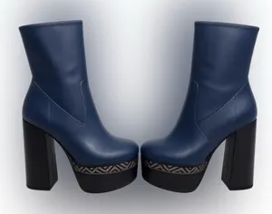 New Guess Women's Caballa Platform Block‎ Heel Boots Blue Size 6 Whimsigoth thumbnail 1
