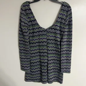 Zara Women's Purple Green Black Chevron Y2K‎ 90s Retro Lace Up Mini Dress Medium thumbnail 13