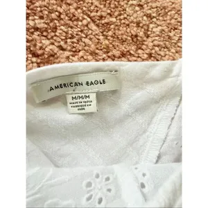American Eagle White Eyelet Tie-Back Crop Top Size M thumbnail 4