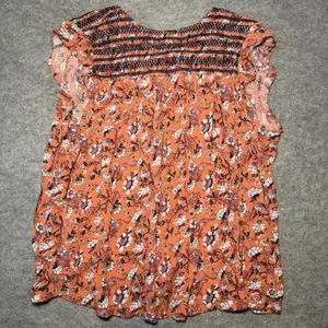 Natural Reflections Women's Floral Smocked Blouse, Size L thumbnail 4