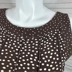 Perceptions Polka Dot Panel A Line Midi Dress Sleeveless‎ Brown White 12 thumbnail 6