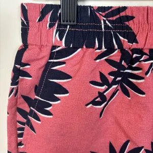 J Crew Shorts Sz 00 Pink Blue Linen Blend Palm Leaf Pull On 3" Inseam Tropical‎ thumbnail 2