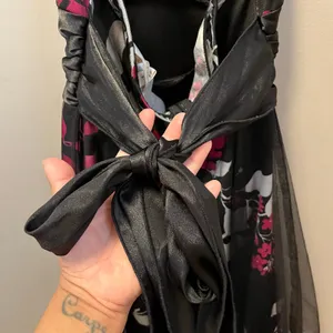 Y2K Mesh Halter Dress Dark Romance‎ Floral Soft Goth Fairy Grunge Vintage Glam thumbnail 5