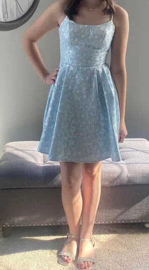Next/Up Silver and Blue Homecoming Dress thumbnail 1