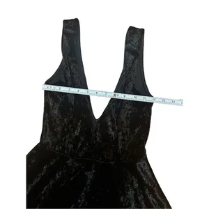 Lulus This Night Black Velvet Backless Skater‎ Dress Sz S thumbnail 7