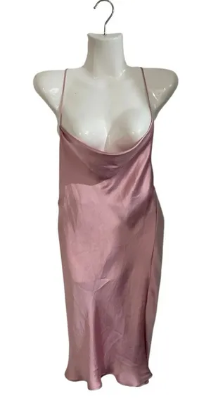 Zara Satin Effect Cowl Neck Slip Dress SZ S Cross Straps Flirty Party Date Night thumbnail 1