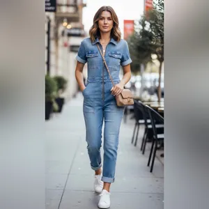 Good American denim jumpsuit, and it has a very clean, modern-utility vibe SZ 2 thumbnail 3