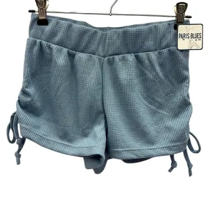 PJ Set Paris Blues Waffle Knit Adjustable Spaghetti Strap Tank and Shorts Small thumbnail 7