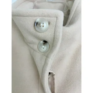 Lands End 16P Beige Wool Blend Car Coat Hidden Button Stand Collar Minimalist thumbnail 10