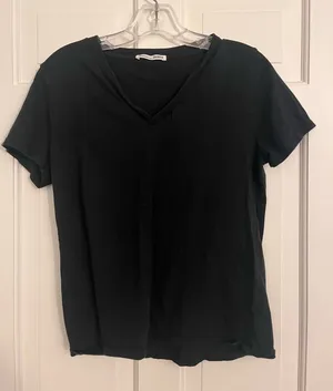 Reformation Jeans V-Neck Tee Black Extra Small thumbnail 1