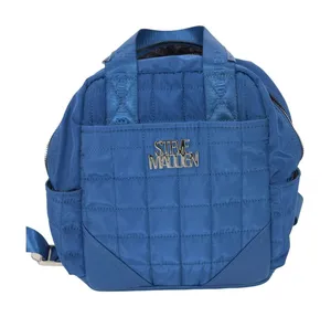 Steve Madden Royal Blue Quilted Nylon‎ Mini Backpack Logo Straps Silver Hardware thumbnail 1