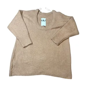 NWT Zara Women Tan Brown Open Back Long Sleeve Sweater Mini‎ Dress Size Small thumbnail 1