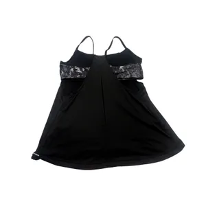 Nike Swim Tankini Top Womens Small Black Racerback Shelf Bra Athletic Swimwear thumbnail 2