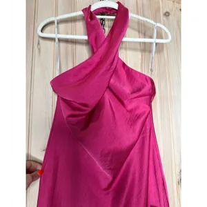 NWT Lulus Beyond Classy Pink Satin Halter Midi Dress Holiday Party Backless Sz L thumbnail 4