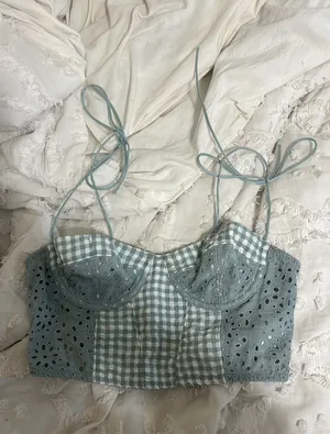 Urban Outfitters blue and white corset thumbnail 1
