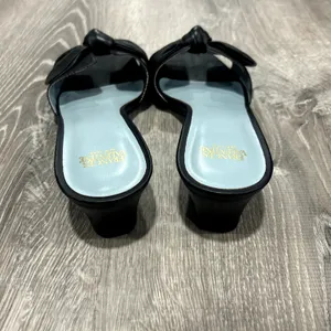 Frances Valentine Black Sandy Leather Bow Slide Sandals Size 6 thumbnail 3