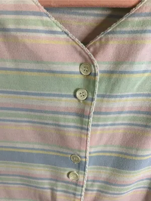 Alfred Dunner Pastel Multi-Stripe Button Front Top | Size Large - Vintage 1980’s thumbnail 3