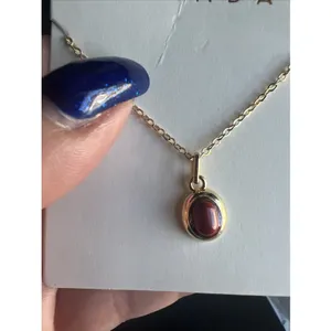 Leeada Gold Plated Red Oval Bezel Gemstone Pendant Necklace Pouch 18-20" Chain thumbnail 6