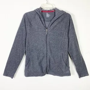 Gap Women’s Grey Terry Fleece Zip Up Lightweight Hooded Jacket Size M thumbnail 1