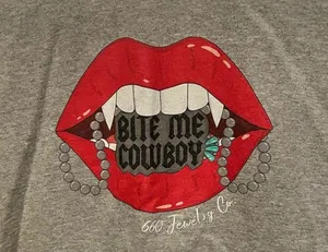 Halloween Vampire lip crewneck “bite me cowboy” thumbnail 2