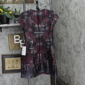 NWT Vince Camuto Womens Jacquard Fit Flare Puff Sleeve Dress VC4M5667 Wine Red 8 thumbnail 5