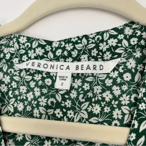 Veronica Beard Floral Giana Dress Green White Floral 100% Silk Size‎ 2 *FLAWED* thumbnail 3
