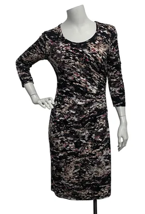 Calvin Klein Dress Sz 2 Black Multicolor Paint Splatter Artsy Graphic‎ Casual thumbnail 1