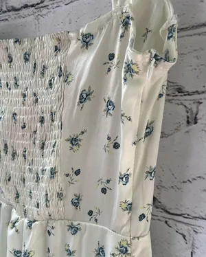 Cottagecore Ivory and Blue Floral Maxi Dress with Bustier Style Top XS thumbnail 4