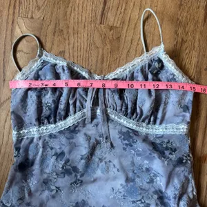 Urban‎ Outfitters Floral Mesh Handkerchief Hem Midi Dress Blue Y2K Large thumbnail 2