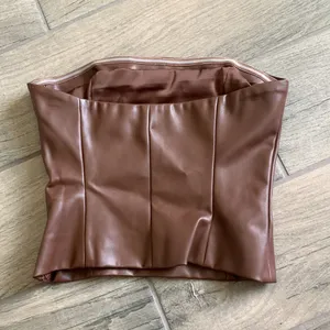 Meshki Pamela faux leather strapless crop top thumbnail 3