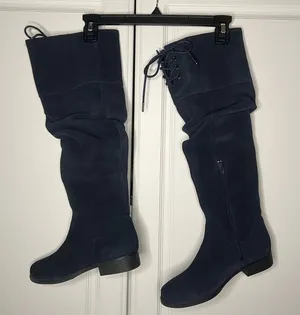 Matisse Camila Navy Suede Slouch Knee High Boots thumbnail 1