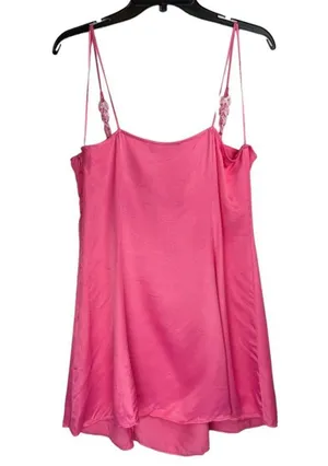 NEW ZARA Pink Satin Corsetry Mini Babydoll Dress Sz Large Chain Strap thumbnail 4