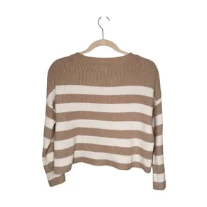 Sincerely Jules Tan White Striped Cropped Sweater Size XS thumbnail 2