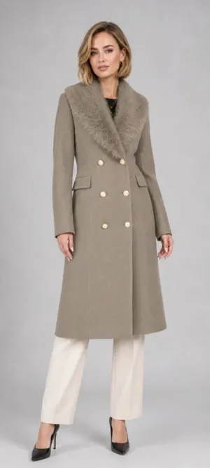 Love for Humanity the Maine Overcoat Faux Fur Collar Size Large Double Breasted thumbnail 1