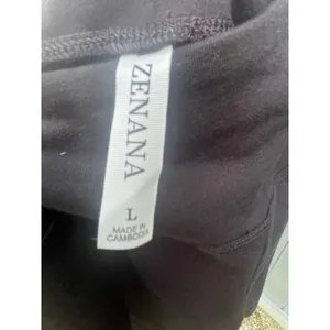 Zenana Womens Black Moto Ribbed High Waisted Leggings Size Large thumbnail 3
