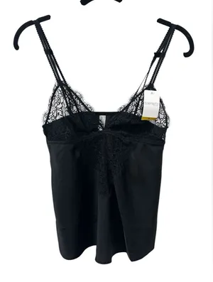 Elegant Black Lace Trim Camisole and bottoms set. thumbnail 1